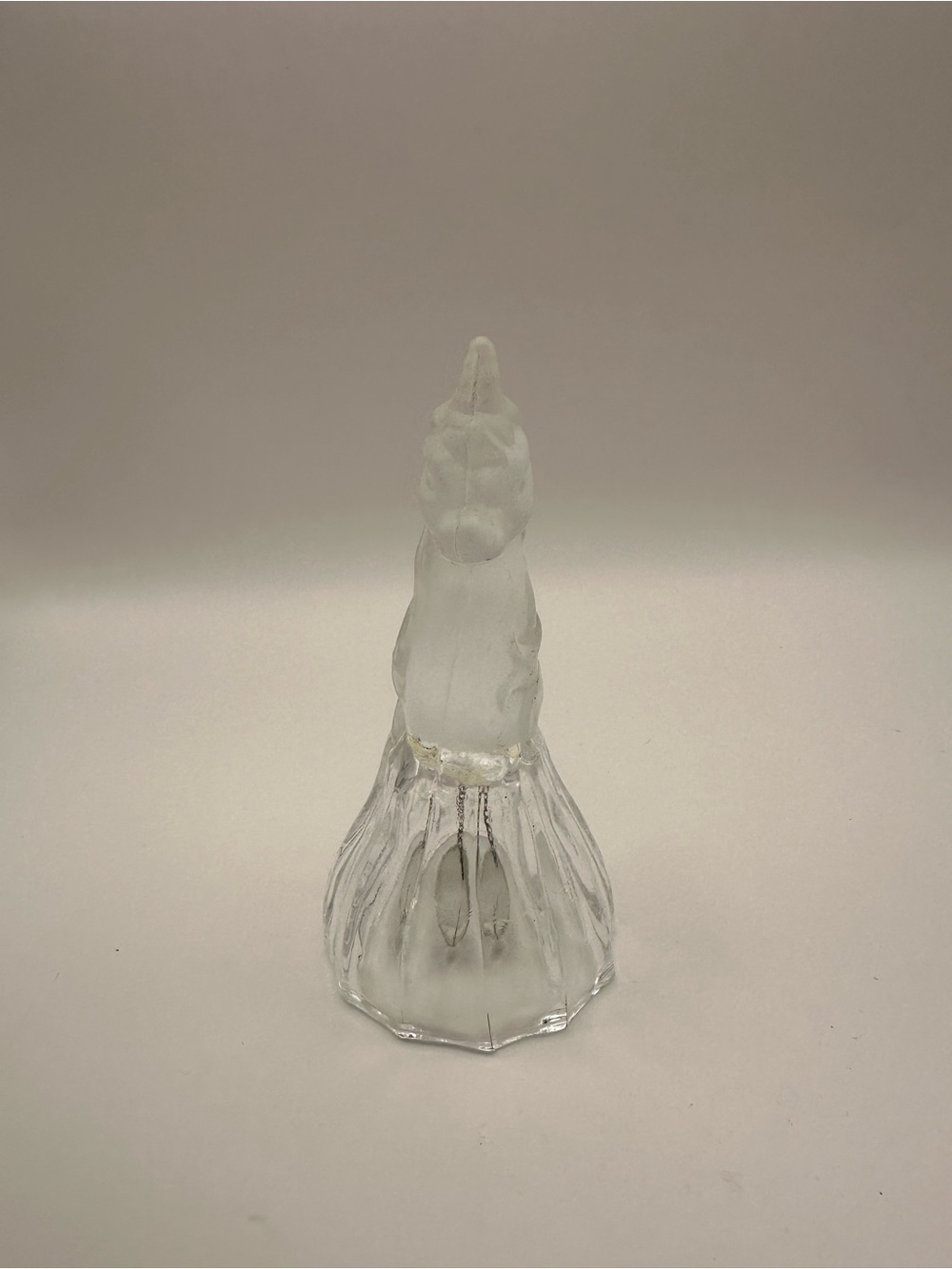 Vintage Frosted Glass Unicorn Head Lead Crystal Bell Nice Detailed Bell - Picture 2 of 8